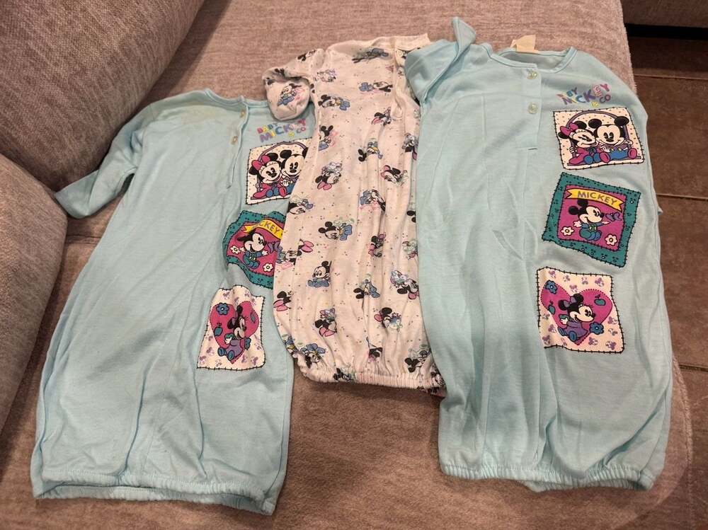 Vintage Disney Baby Mickey & Co. Infant Sleepers 3-Piece Set